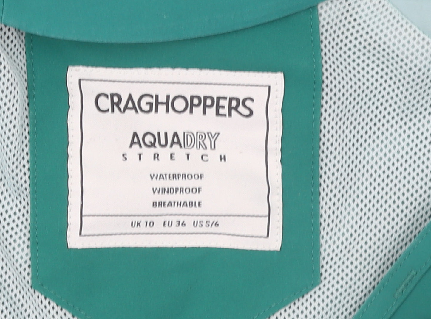 Craghoppers Women's Green Waterproof Hooded Rain Jacket Size 10