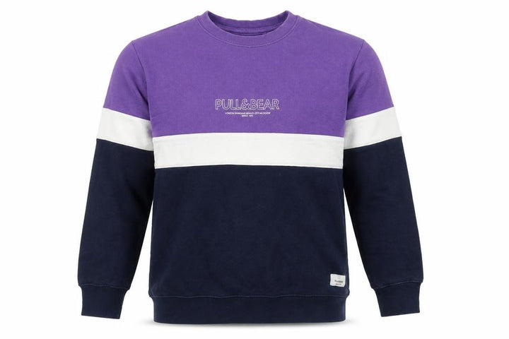 Pull&Bear Men's Purple Blue Colour Block Sweatshirt Size S Regular Fit