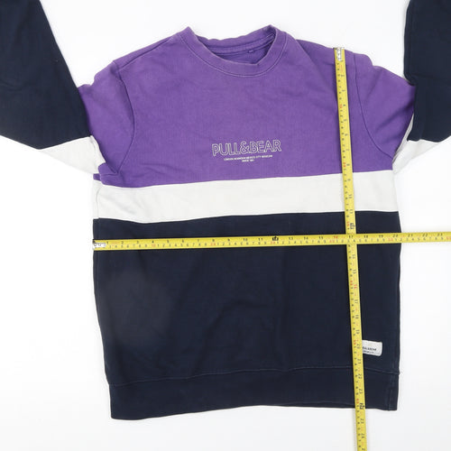 PULL&BEAR Men's Purple Blue Colour Block Sweatshirt Size S Regular Fit
