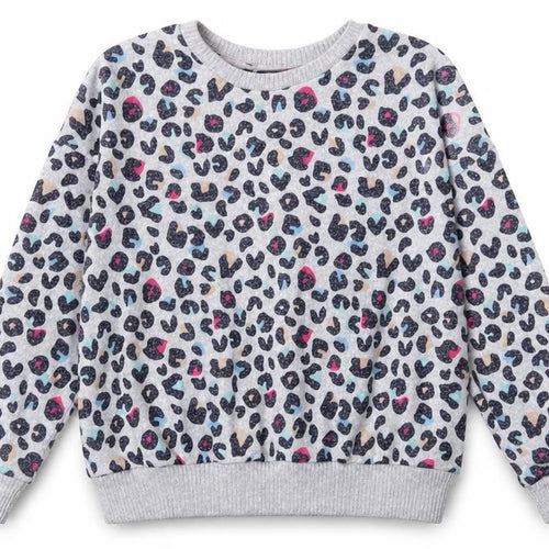 Marks and Spencer Girls Grey Animal Print Pullover Jumper 10-11 Years