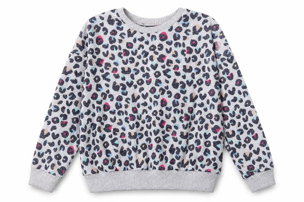 Marks and Spencer Girls Grey Animal Print Pullover Jumper 10-11 Years