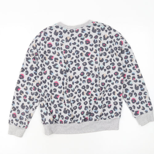 Marks and Spencer Girls Grey Animal Print Pullover Jumper 10-11 Years