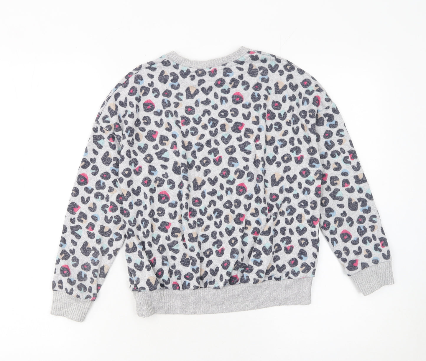 Marks and Spencer Girls Grey Animal Print Pullover Jumper 10-11 Years