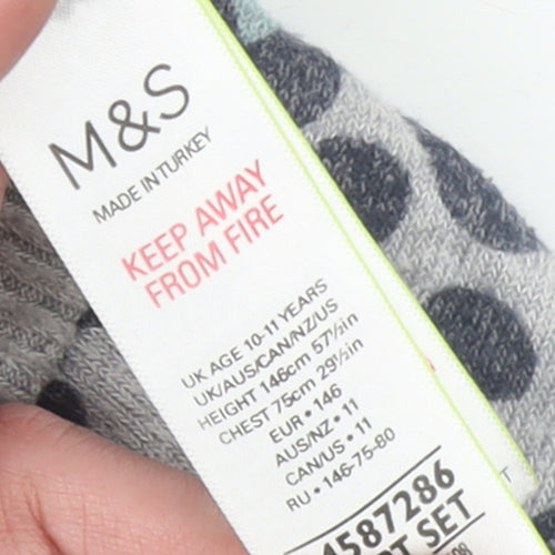Marks and Spencer Girls Grey Animal Print Pullover Jumper 10-11 Years