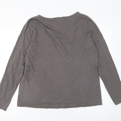 Laura Ashley Women Brown Long Sleeve Sequin Cotton Top UK 18