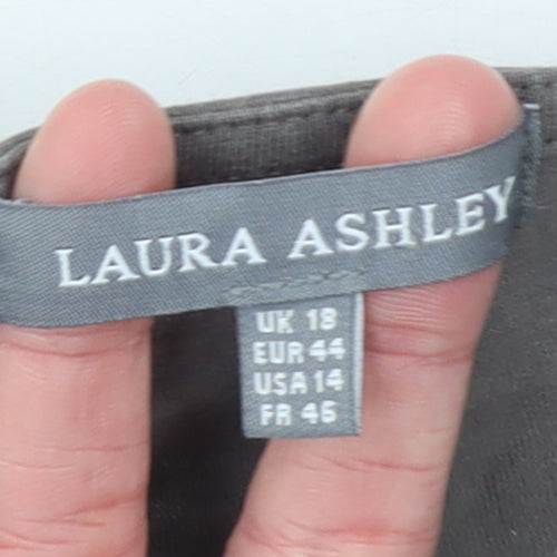 Laura Ashley Women Brown Long Sleeve Sequin Cotton Top UK 18