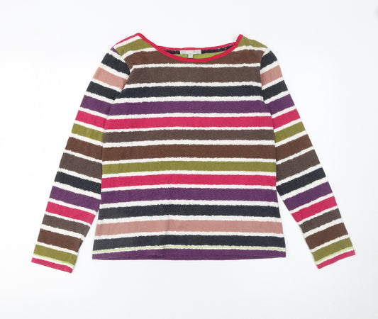 Marks and Spencer Per Una Womens Multicoloured Striped Long Sleeve Cotton Top Size 10