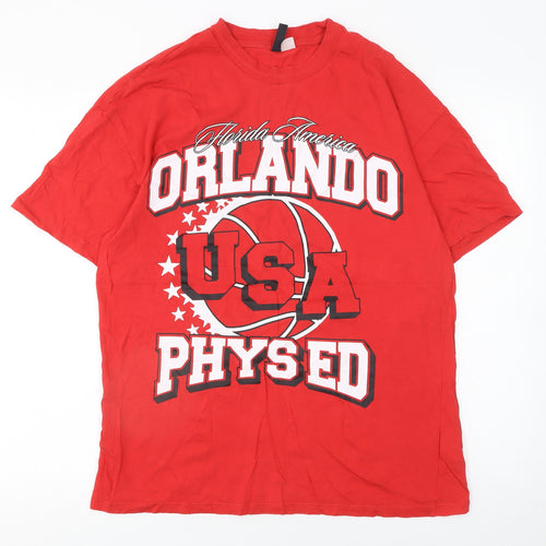 H&M Divided Women's Red USA Orlando Phys Ed Graphic T-Shirt XS