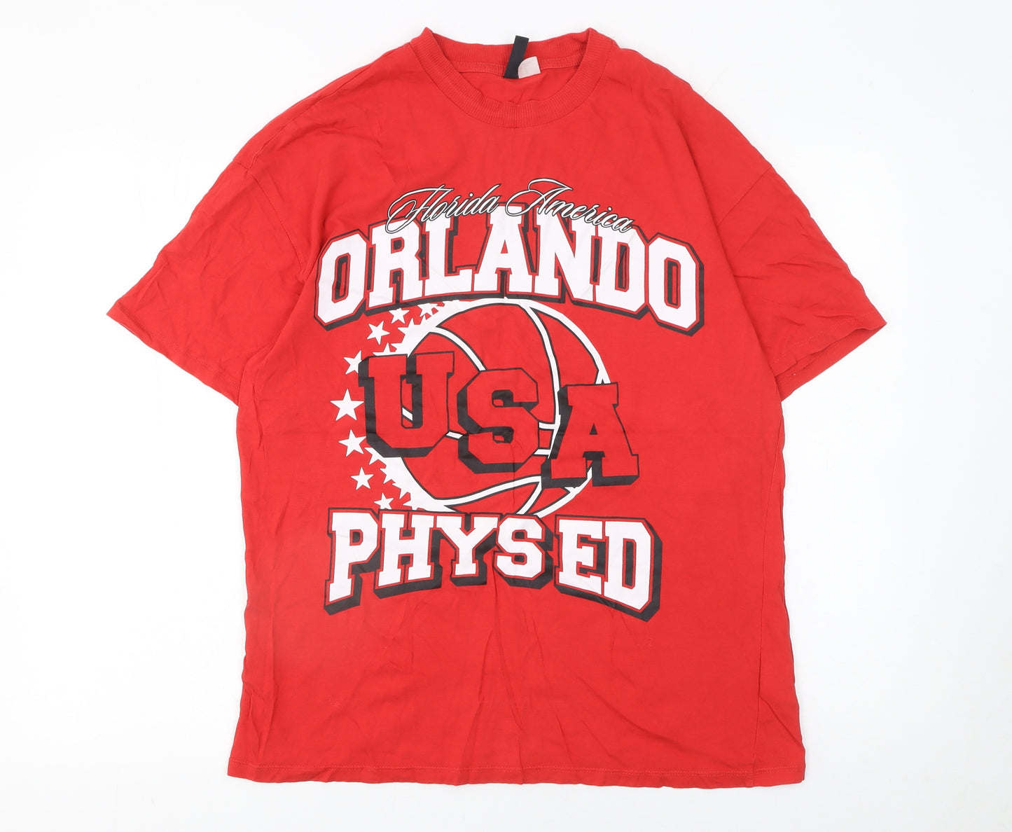 H&M Divided Women's Red USA Orlando Phys Ed Graphic T-Shirt XS