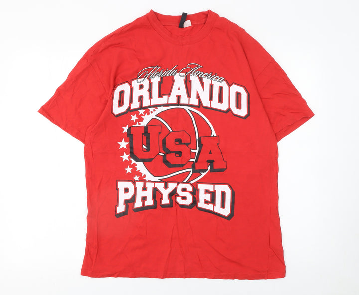 H&M Divided Women's Red USA Orlando Phys Ed Graphic T-Shirt XS