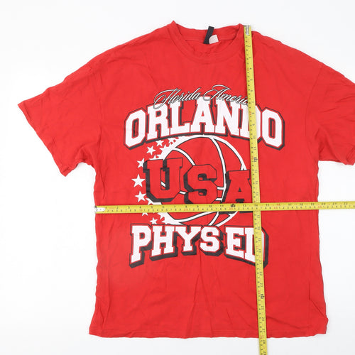 H&M Divided Women's Red USA Orlando Phys Ed Graphic T-Shirt XS