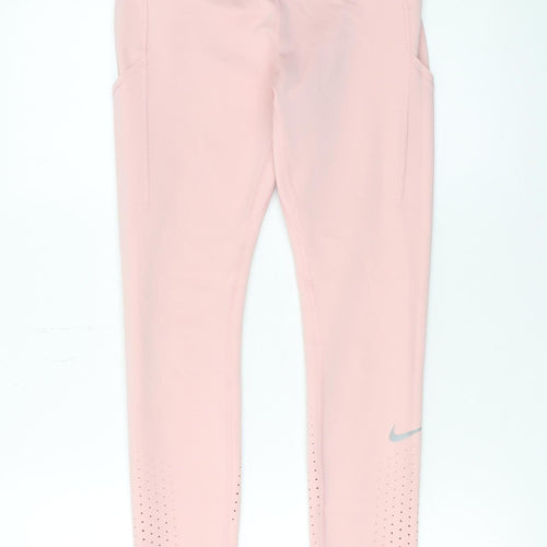 Nike Womens Pink Dri-FIT Leggings M Sports Stretch Trousers