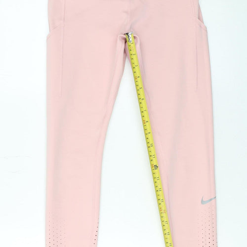 Nike Womens Pink Dri-FIT Leggings M Sports Stretch Trousers
