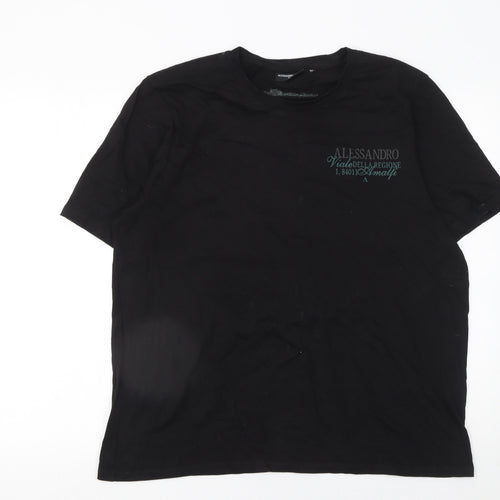 Alessandro Zavetti Men’s Black Amalfi Graphic Print Cotton T-Shirt XL