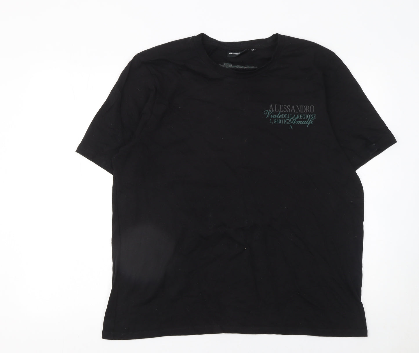 Alessandro Zavetti Men’s Black Amalfi Graphic Print Cotton T-Shirt XL
