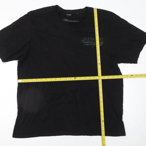 Alessandro Zavetti Men’s Black Amalfi Graphic Print Cotton T-Shirt XL