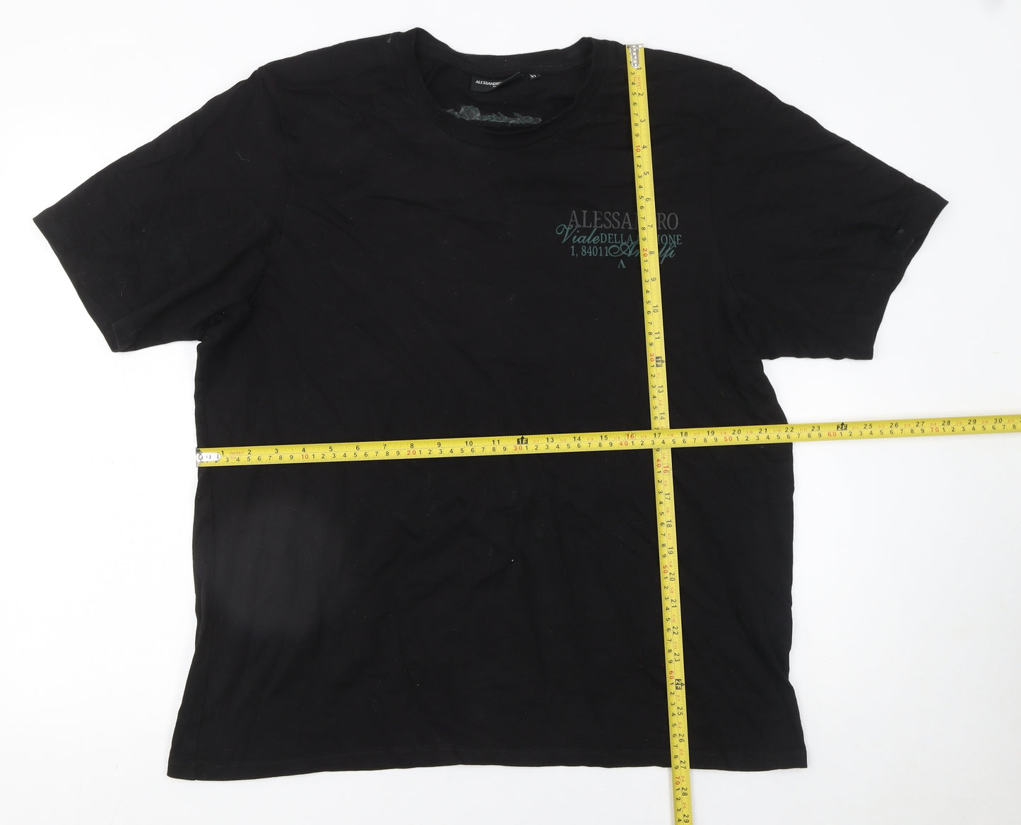 Alessandro Zavetti Men’s Black Amalfi Graphic Print Cotton T-Shirt XL
