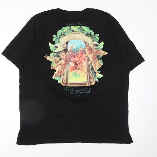 Alessandro Zavetti Men’s Black Amalfi Graphic Print Cotton T-Shirt XL