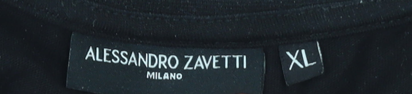 Alessandro Zavetti Men’s Black Amalfi Graphic Print Cotton T-Shirt XL