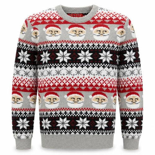 Pull&Bear Men Grey Santa Fair Isle Christmas Jumper Size S