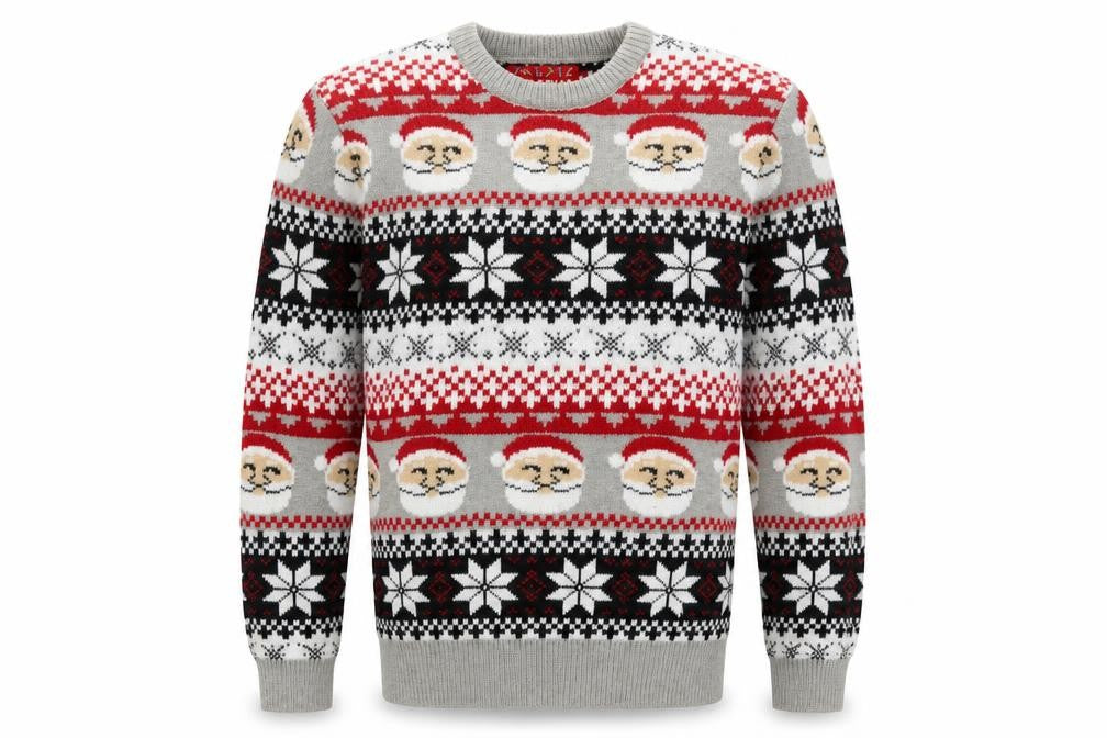 Pull&Bear Men Grey Santa Fair Isle Christmas Jumper Size S