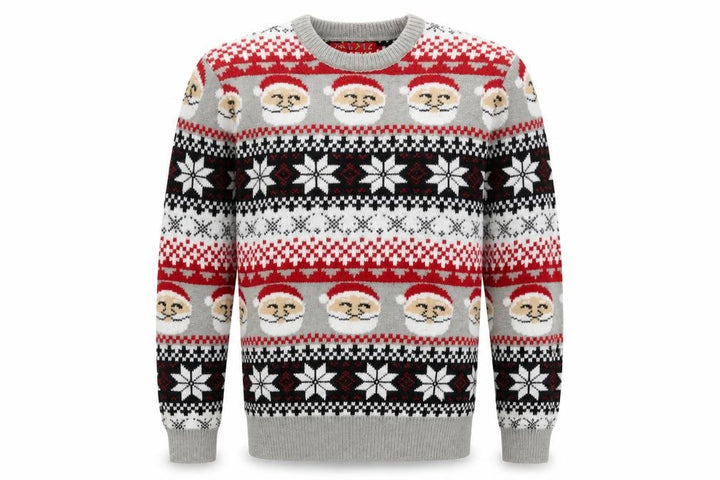 Pull&Bear Men Grey Santa Fair Isle Christmas Jumper Size S