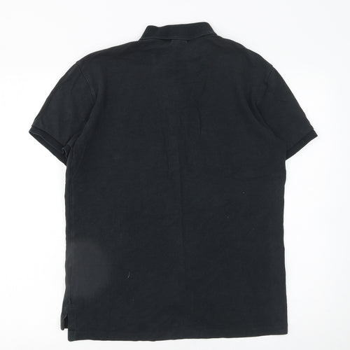 Ralph Lauren Men's Black Slim Fit Cotton Polo Shirt M Very Good