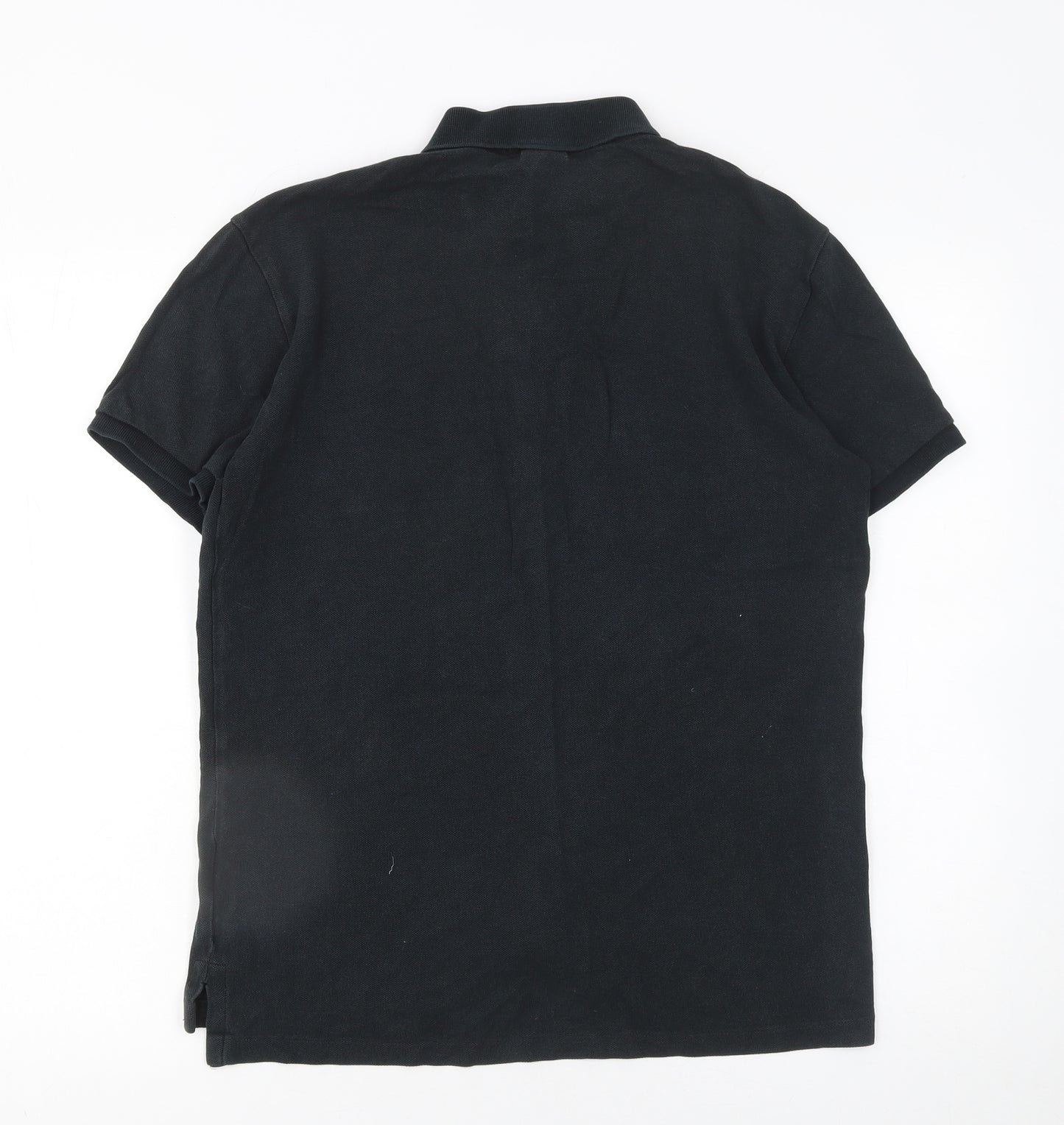 Ralph Lauren Men's Black Slim Fit Cotton Polo Shirt M Very Good