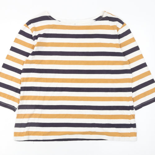 Seasalt Women Multicoloured Striped 3/4 Sleeve Cotton T-Shirt Size 12