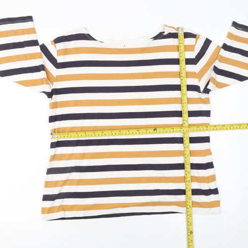 Seasalt Women Multicoloured Striped 3/4 Sleeve Cotton T-Shirt Size 12