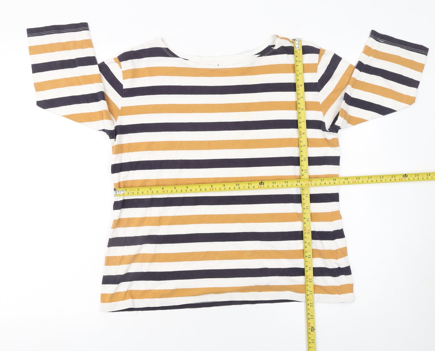 Seasalt Women Multicoloured Striped 3/4 Sleeve Cotton T-Shirt Size 12