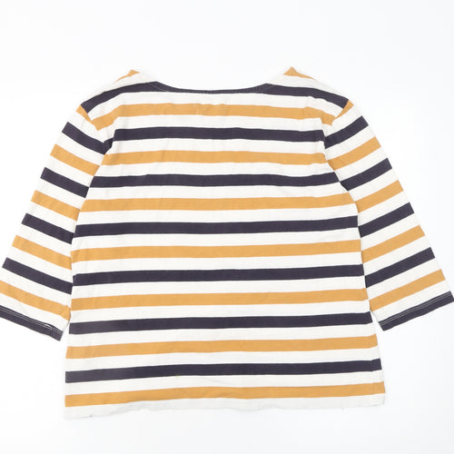 Seasalt Women Multicoloured Striped 3/4 Sleeve Cotton T-Shirt Size 12