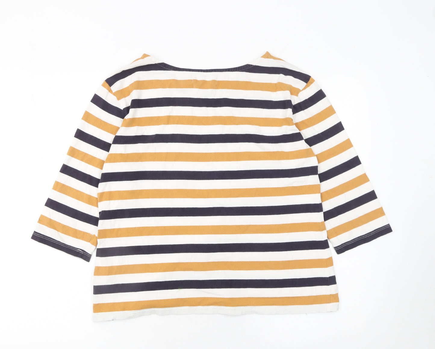 Seasalt Women Multicoloured Striped 3/4 Sleeve Cotton T-Shirt Size 12