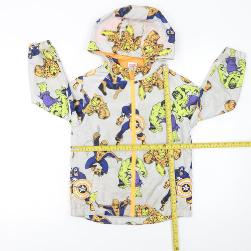 Marvel Boys Multicoloured 6-7 Years Hooded Rain Coat Jacket with Superhero Print