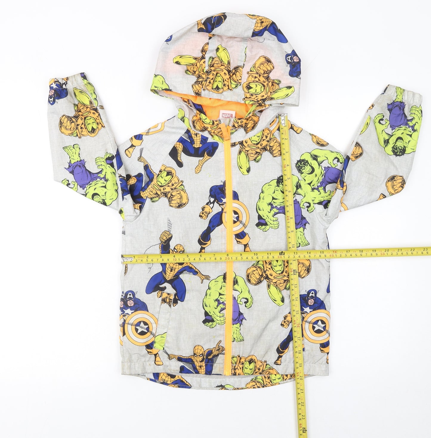 Marvel Boys Multicoloured 6-7 Years Hooded Rain Coat Jacket with Superhero Print