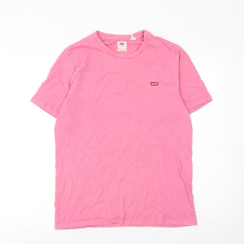 Levi's Men's Pink Cotton Crew Neck Standard Fit T-Shirt Size S