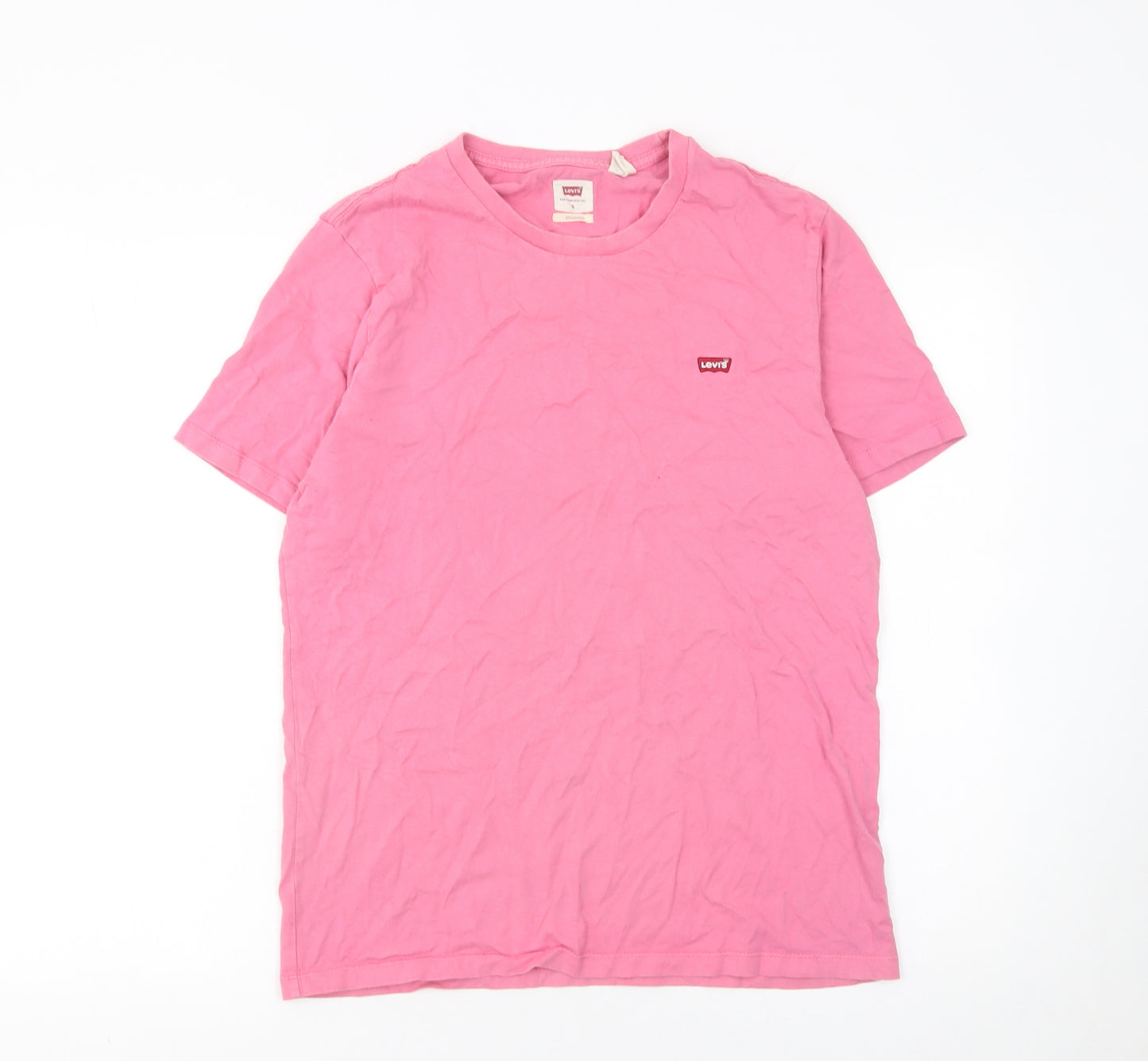 Levi's Men's Pink Cotton Crew Neck Standard Fit T-Shirt Size S