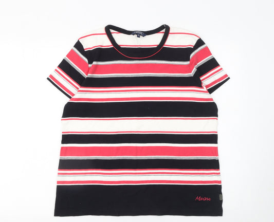Maine New England Women's Multicoloured Striped Cotton T-Shirt Size 20