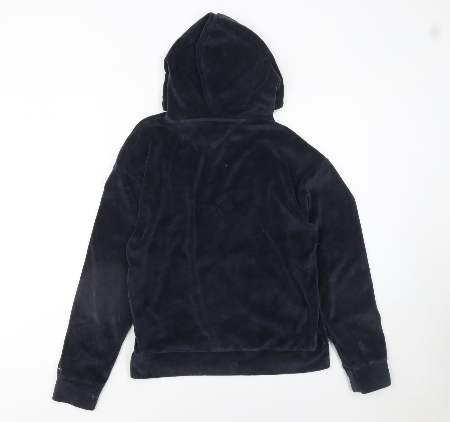 Tommy Hilfiger Womens Navy Blue Velour Hoodie XS Relaxed Fit