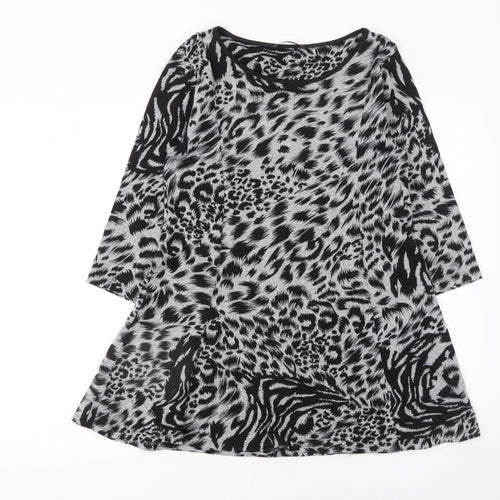Marks and Spencer Womens Black Animal Print Tunic Top Size 10
