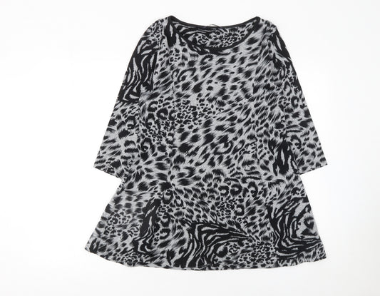 Marks and Spencer Womens Black Animal Print Tunic Top Size 10