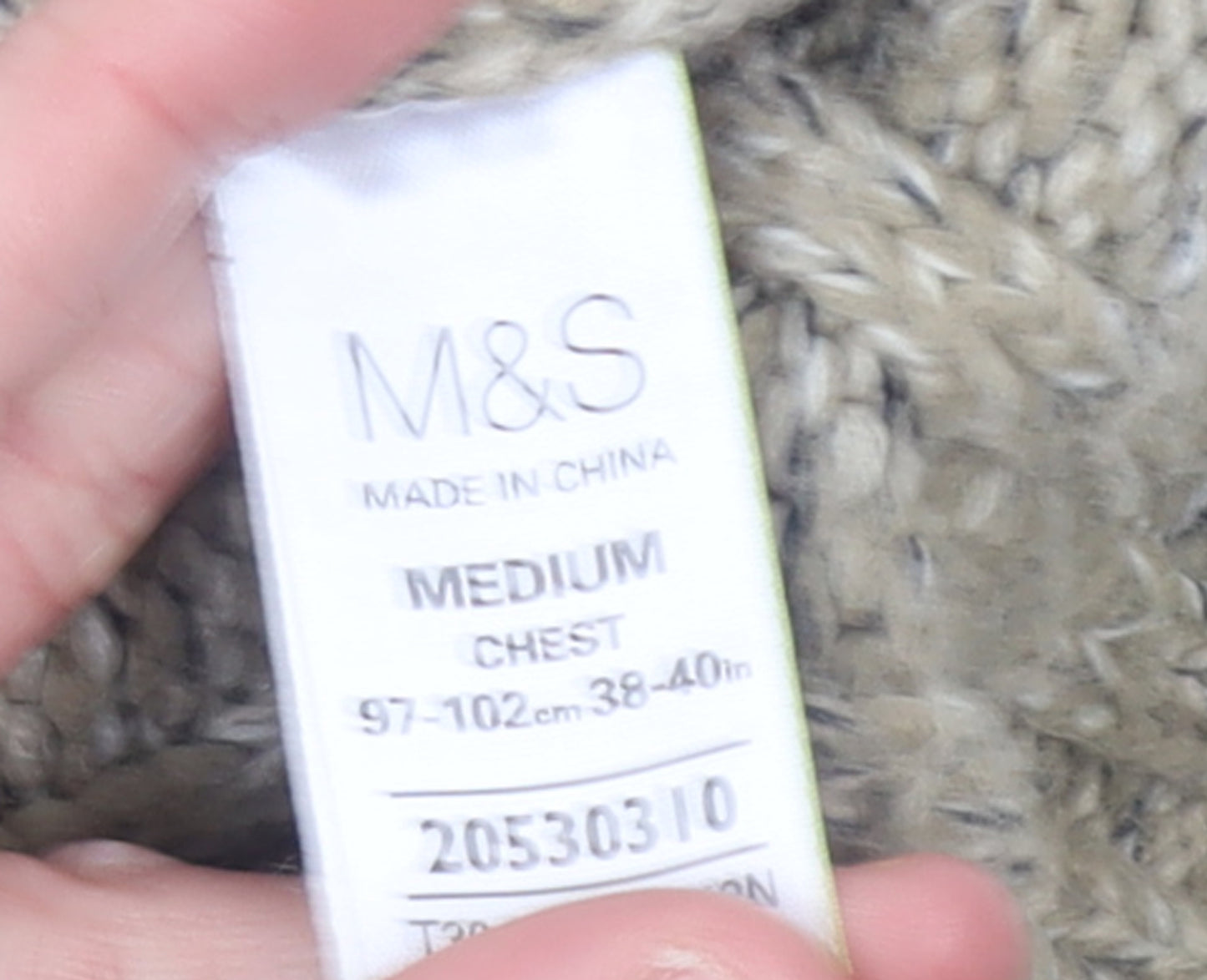 Marks and Spencer Men's Beige Chunky Knit 1/2 Zip Jumper Medium