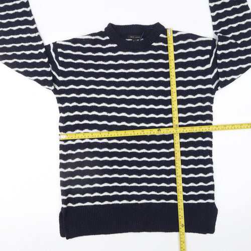 New Look Women's Blue Striped Crew Neck Pullover Jumper Size S