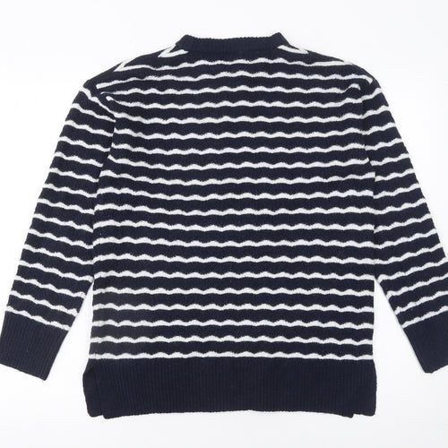 New Look Women's Blue Striped Crew Neck Pullover Jumper Size S