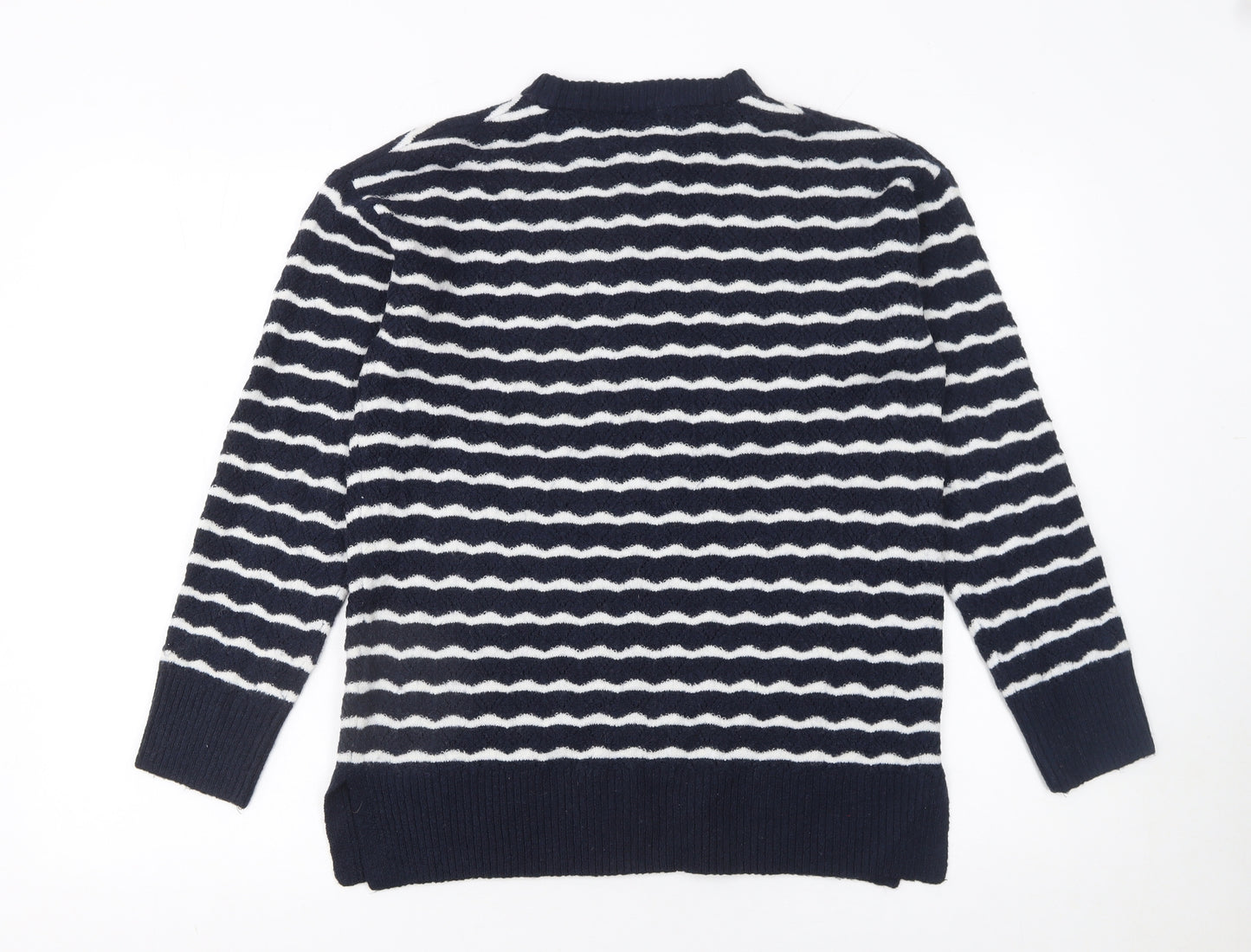 New Look Women's Blue Striped Crew Neck Pullover Jumper Size S