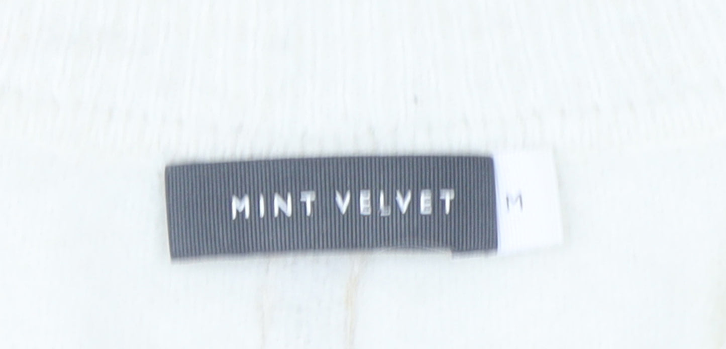 Mint Velvet Women’s Beige Striped Alpaca Blend V-Neck Jumper M
