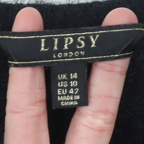 Lipsy Women Black Christmas Candy Kisses Jumper Size 14