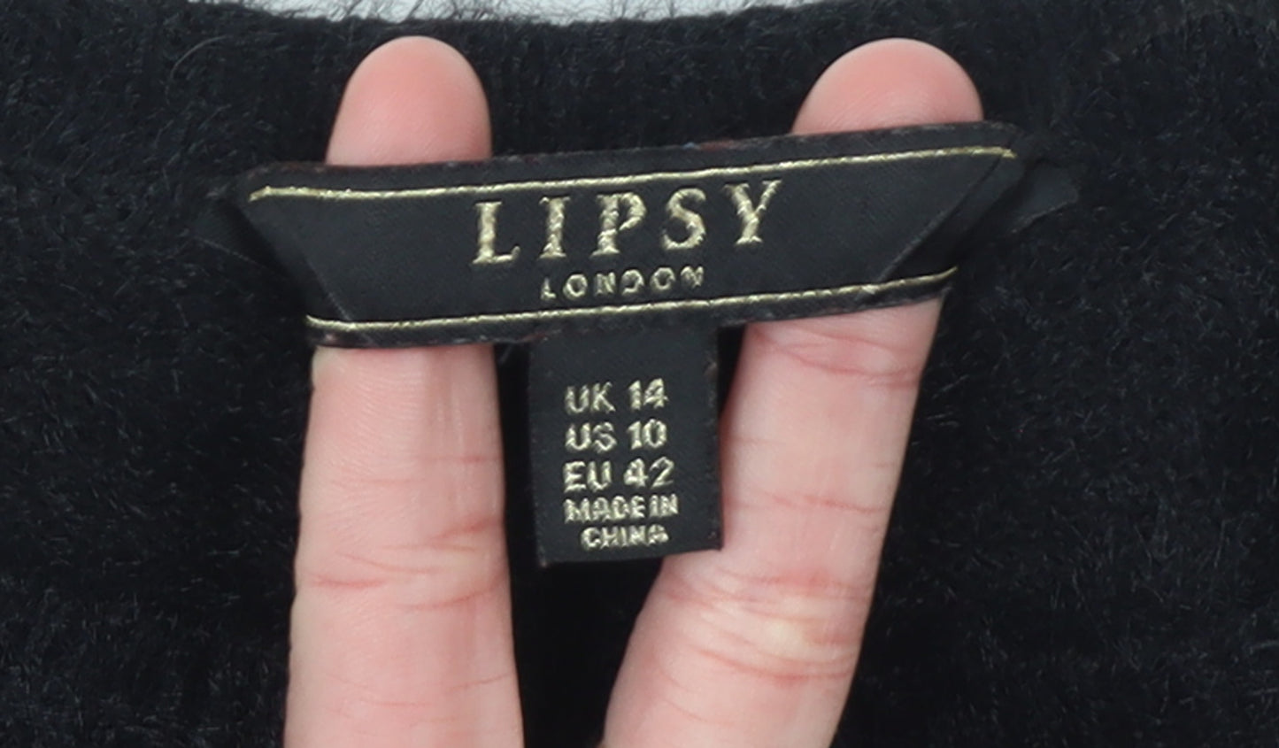 Lipsy Women Black Christmas Candy Kisses Jumper Size 14