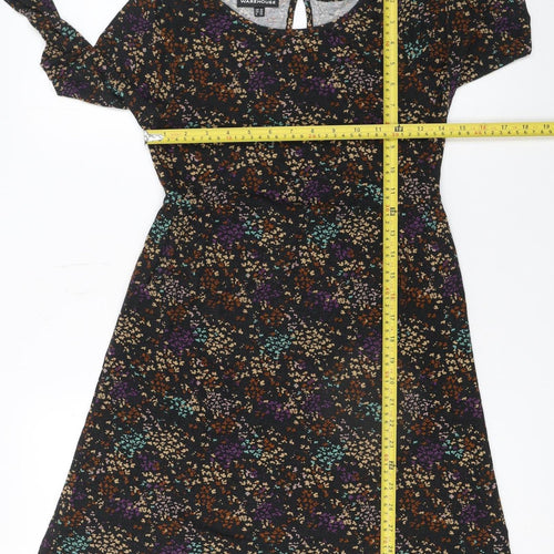 Warehouse Women’s Multicoloured Floral A-Line Dress UK 10