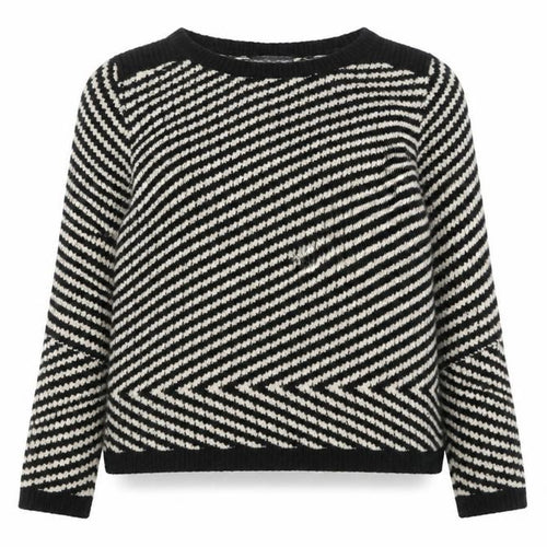 Marks and Spencer Women Black & White Striped Jumper Size 14 Mohair Blend